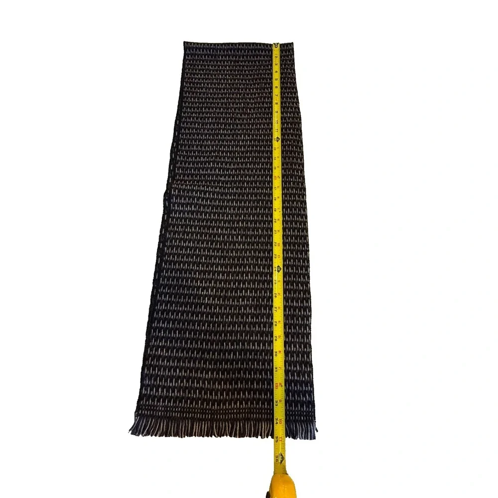 Bloomingdale's The Men's Store Cashmere/Wool Blend Neck Scarf Black/White Fringe